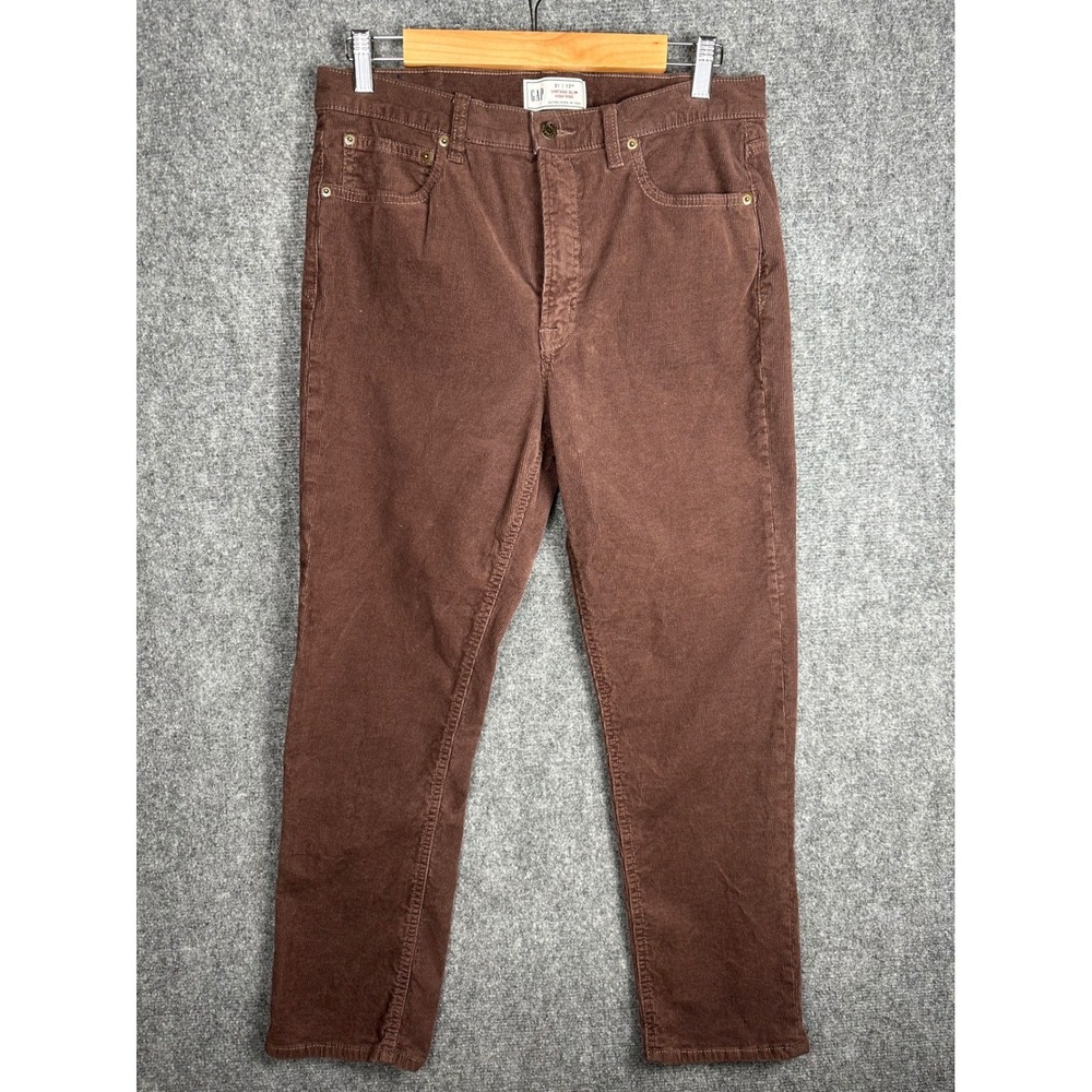 Gap Womens High Rise Vintage Slim Corduroy Pants 12R Brown Warm Espresso Boho - Picture 2 of 8